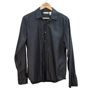 DKNY Jeans Charcoal Button Up‎ Shirt Size Medium